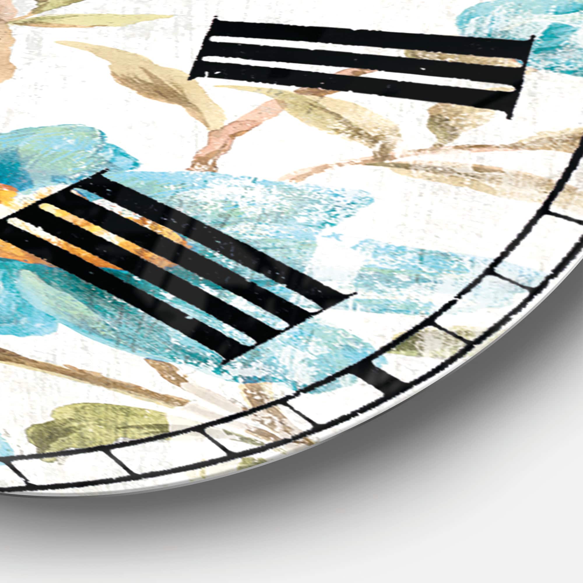 Designart 'Golden Flowers Lodge Wall Clock